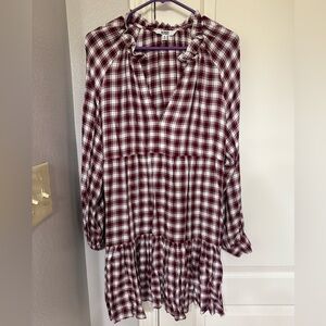 BB Dakota Burgundy Plaid Mini Dress